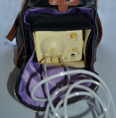 Maddy breast pump bag in use