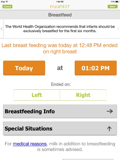 "Breastfeed" section