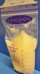 Same storage bag with 6 ounces of breast milk frozen